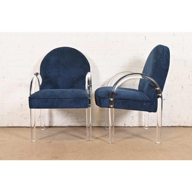 Leon Rosen for Pace Collection Modern Art Deco Lucite Waterfall Armchairs, Set of Eight For Sale In South Bend - Image 6 of 14