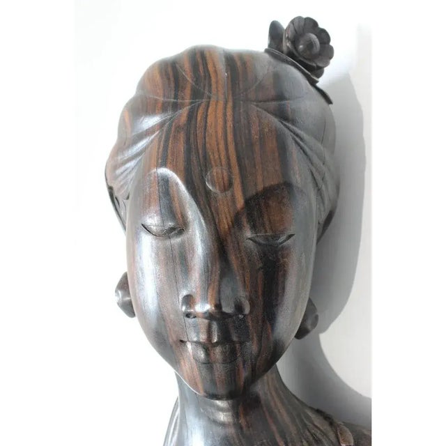 Rosewood Balinese Bust 1960s Vintage For Sale - Image 13 of 14