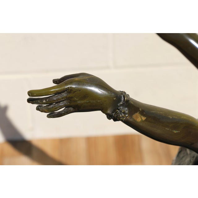 Vintage Sculptural Bronze Fairy Dining Table With Glass Top | Figural Art Nouveau Style Base, Circa 1990s For Sale - Image 9 of 18