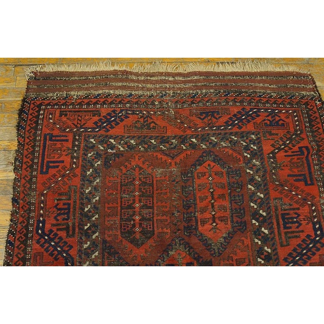 1900s Red Geometric Tribal Antique Baluch Persian Rug 4'6" X 6'8" Handknotted Wool Carpet For Sale - Image 4 of 6