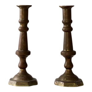 Vintage Brass Candlestick Holders Pair