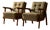 Vintage Lounge Chairs with Wooden Frames and Green Upholstery, 1950s, Set of 2 For Sale