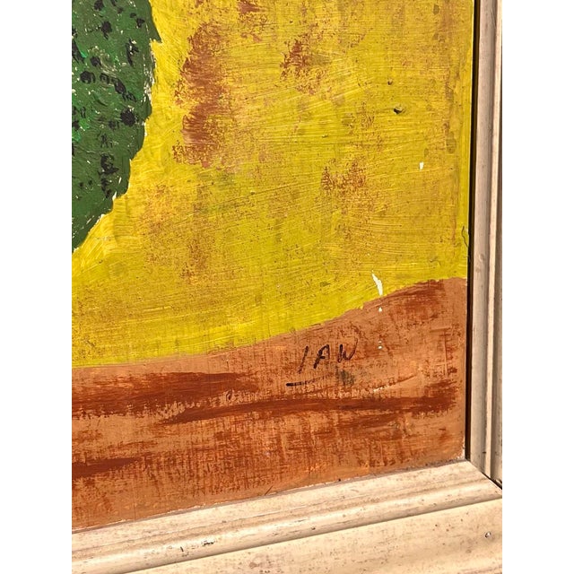 1970s Large Farm Scene Folk Art Painting on Wood Board For Sale - Image 5 of 7