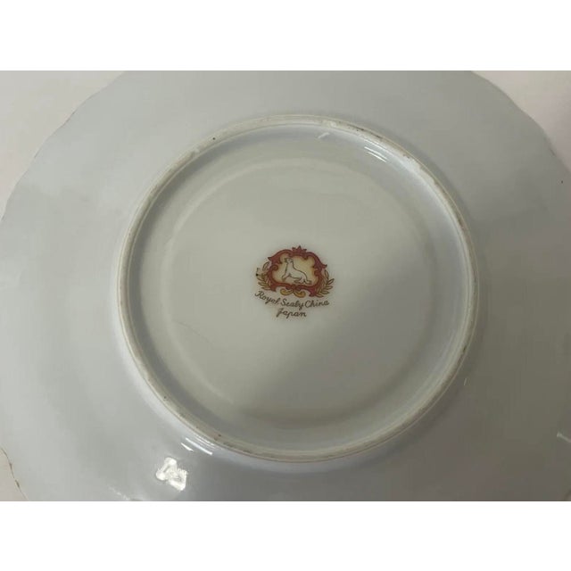 Vintage Royal Sealy Japan Roses & Heavy Gold Filigree Footed Tea Cup & Saucer Set For Sale - Image 9 of 12