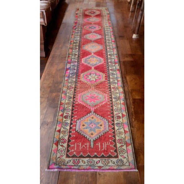 Tribal 1980s Vintage Hand Knotted Tribal Kurdish Runner For Sale - Image 3 of 12