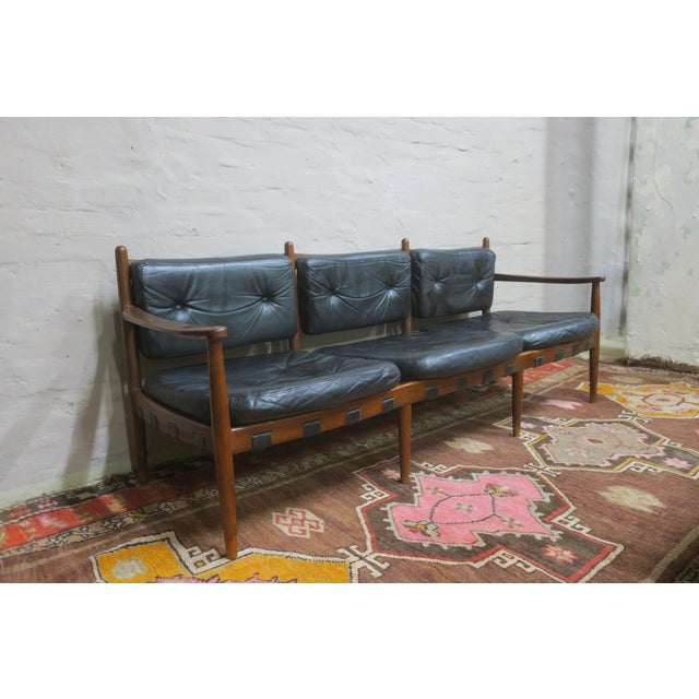 Cadett 3-Seater Sofa in Teak and Leather with Leather Straps by Eric Merthen, 1960s For Sale - Image 12 of 12