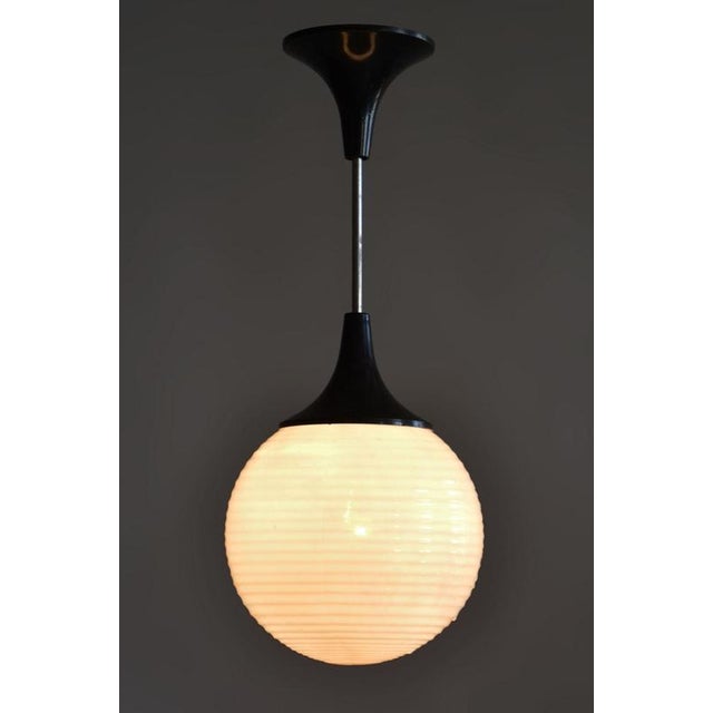 Metal Mid-Century Chandelier in Chromed Steel and Opaline Glass, Czech, 1950s For Sale - Image 7 of 9