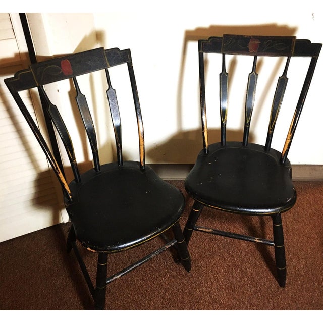 Hitchcock New England Spindle Back Painted Chairs Set of Four For Sale In Savannah - Image 6 of 16