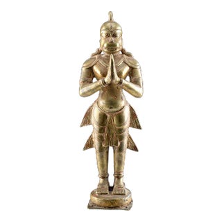 19c India Brass Metal Hanuman Ramayana Indian Monkey Animal Antique Vintage For Sale