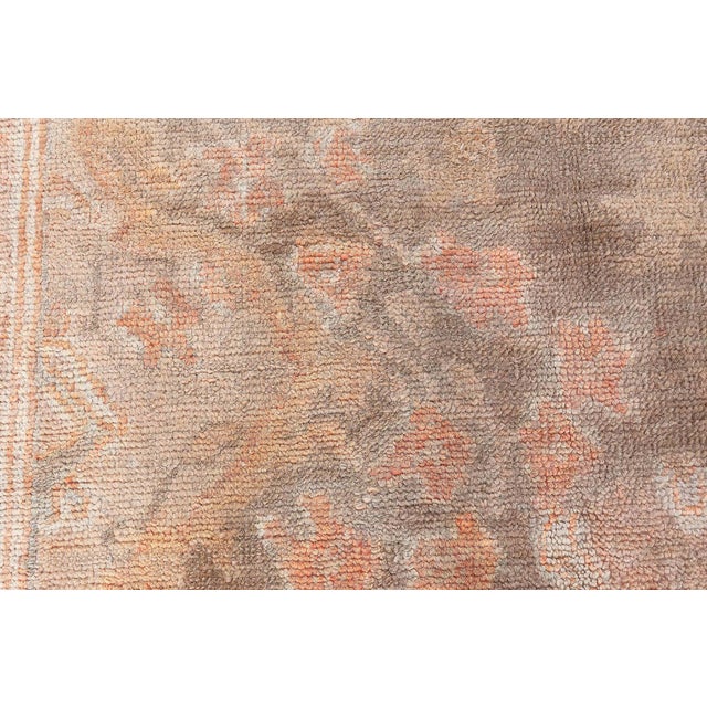 Apricot Antique Turkish Oushak Rug For Sale - Image 8 of 10