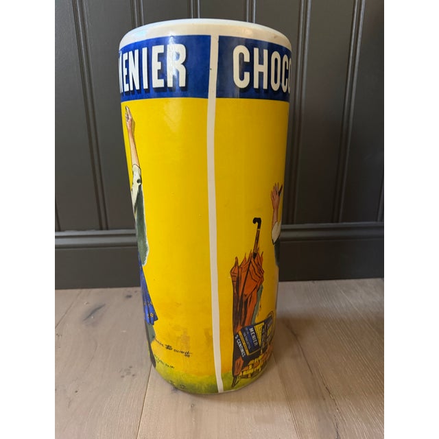 Vintage French Chocolat Menier Advertising Ceramic Umbrella Stand Firmin Bouisset Paris For Sale - Image 4 of 8