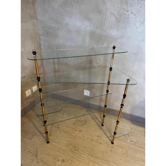 1960s Vintage Glass and Brass Shelf on Base, 1960s For Sale - Image 5 of 13