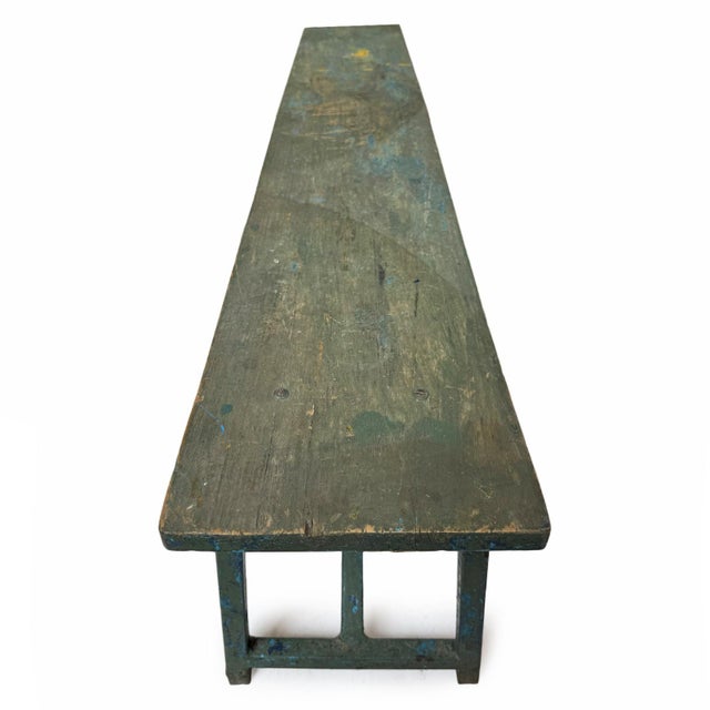 Vintage Wood & Iron School Bench For Sale - Image 4 of 6