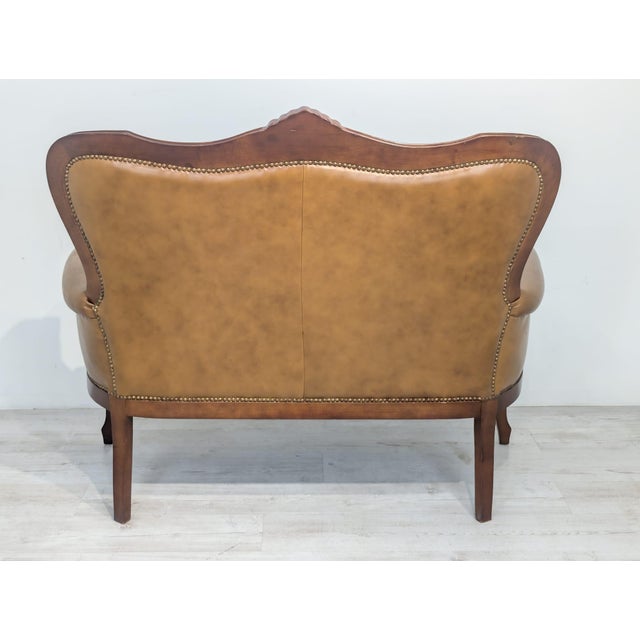 Chippendale Leather Two-Seater Sofa, 1960s For Sale - Image 12 of 17