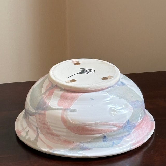Vintage Pastel Artisanal Pottery Bowl For Sale - Image 11 of 12