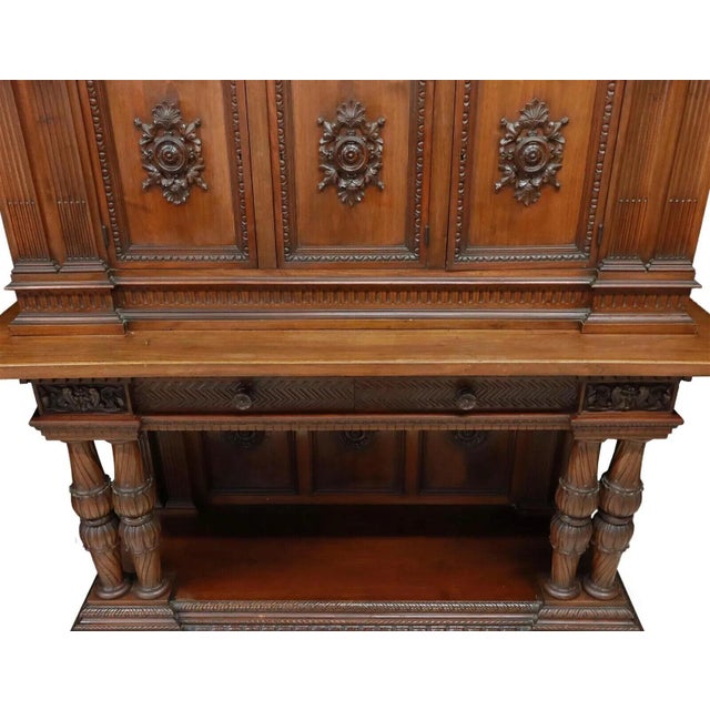 Wood Early 1900s Antique Italian Renaissance Revival Walnut With Foliate, Sideboard!! For Sale - Image 7 of 7