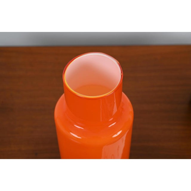 1970s Mid-Century Cased Vase in Orange Murano Glass, Italy, 1970s For Sale - Image 5 of 14