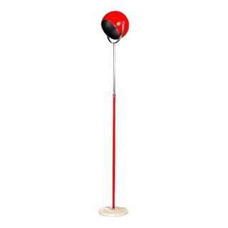 Italian Modern Adjustable Floor Lamp in Red and Chromed Metal with Marble Base by Goffredo Reggiani, 1970 For Sale