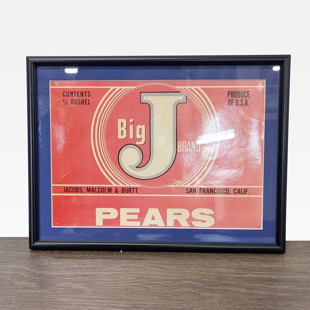 Contemporary Set of 5 Framed Vintage California Fruit and Produce Label Prints For Sale - Image 3 of 7