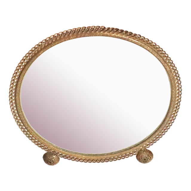 French Gold Decorated Table Mirror, 1960s For Sale