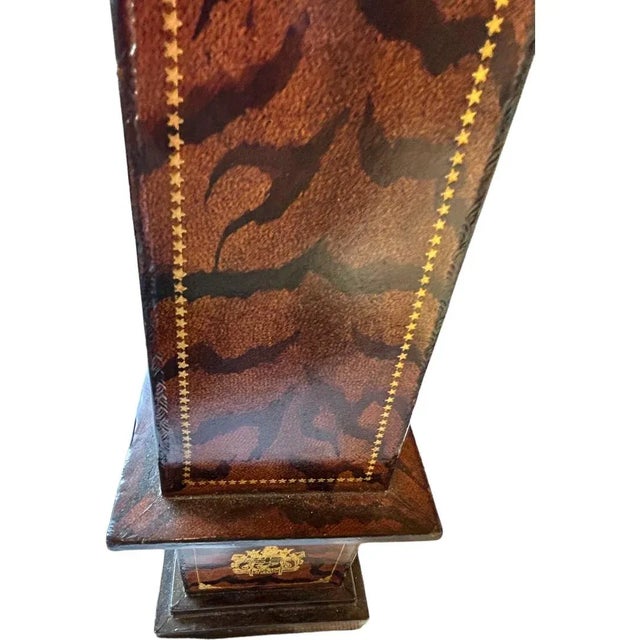 Maitland - Smith Vintage Maitland Smith Classic Tooled Leather Obelisk For Sale - Image 4 of 7