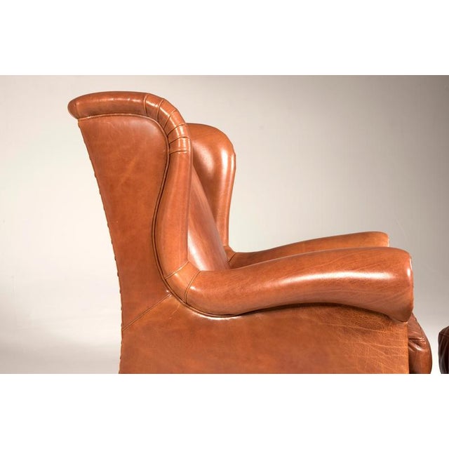 Leather Chairs with Ottomans from Baxter, Set of 4 For Sale - Image 4 of 18