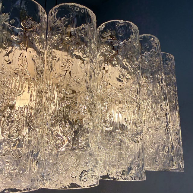 Vintage German Ice Glass Ceiling Lamp from Doria Leuchten, Germany, 1970s For Sale - Image 6 of 18