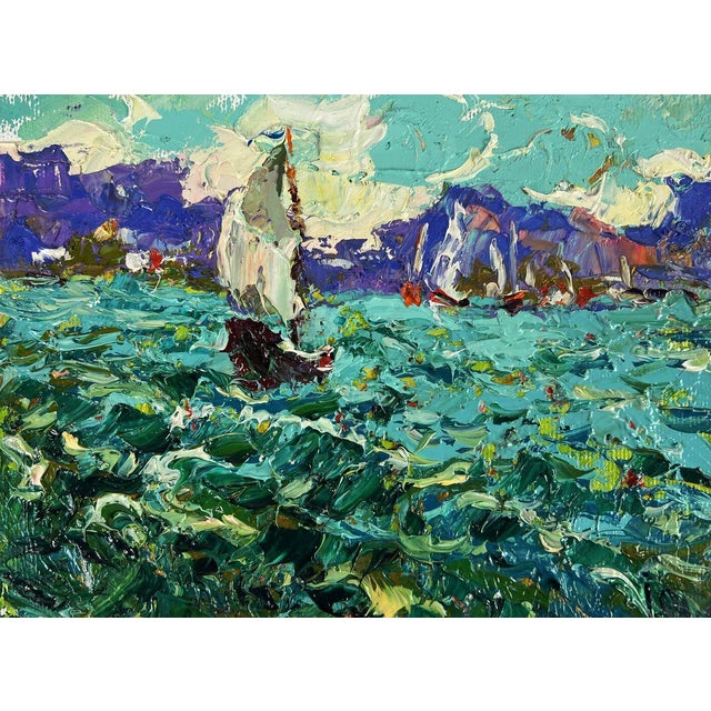 Oil Painting Under Sails in the Endless Sea Oleksiy Ivanyuk For Sale