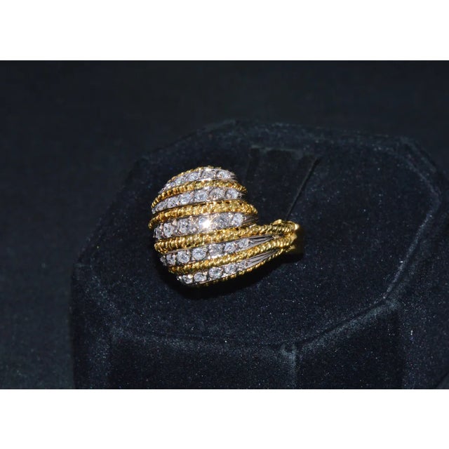 Vintage Natural .60Cts VS G Diamond 18K Solid Gold 2 Tone Dome Cocktail Ring, size 7 For Sale In Dallas - Image 6 of 11