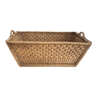 1950s French Large Wicker Market Basket For Sale