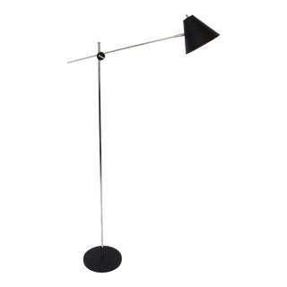 Robert Sonneman Articulating Floor Lamp with Black Shade, 1970s For Sale