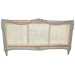 19th Century French Caned Queen Headboard For Sale