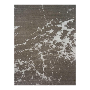 Nepalese Modern Wool & Silk 9X12 Grey & Ivory Handmade Area Rug #1142340