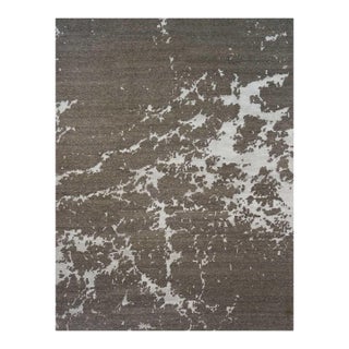 Nepalese Modern Wool & Silk 9x12 Taupe & Ivory Handmade Area Rug #1142340 For Sale