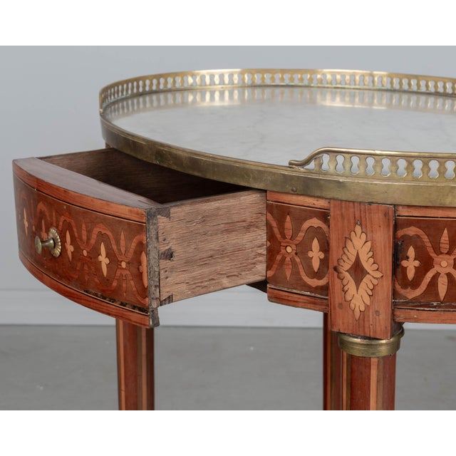 19th Century Louis XVI Style Oval Marquetry Gueridon Table For Sale - Image 11 of 11