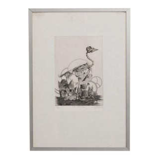 Mid 20th Century Belgium Surrealism Gray Wood Print For Sale