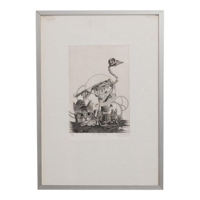 Mid 20th Century Belgium Surrealism Gray Wood Print For Sale