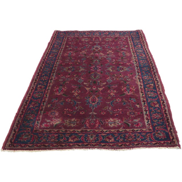 Victorian Antique Persian Yazd Rug, 03'05 X 05'02 For Sale - Image 3 of 9