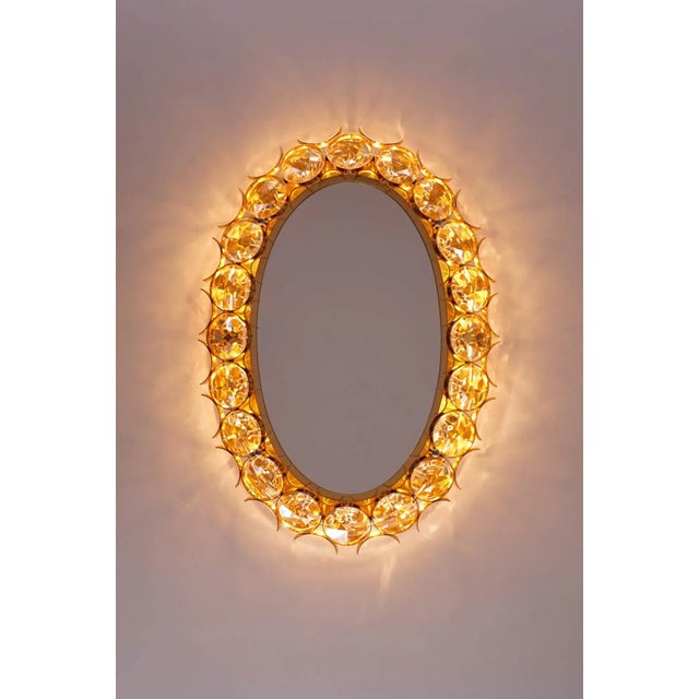 Metal Vintage Gold-Plated Illuminated Mirror from Palwa, 1960s For Sale - Image 7 of 9