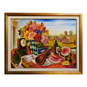 Maya Eventov "Untitled" Original Acrylic on Canvas, H.Signed Framed Tropical