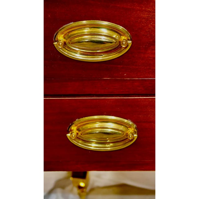 Vintage Mahogany Hepplewhite Desk With Solid Brass Casters For Sale In Charlotte - Image 6 of 6