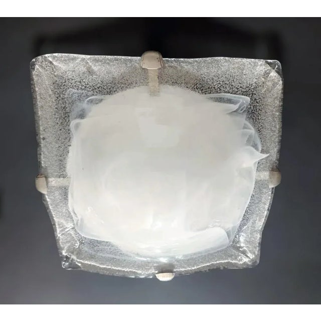 Italian 1960s Milky White Square Murano Flush Mount For Sale - Image 3 of 7