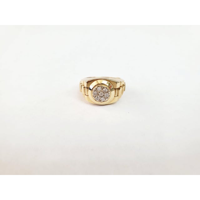 Contemporary Presdiential Style Diamond Ring .38cttw 14k Yellow Gold, Size 6 For Sale - Image 3 of 5