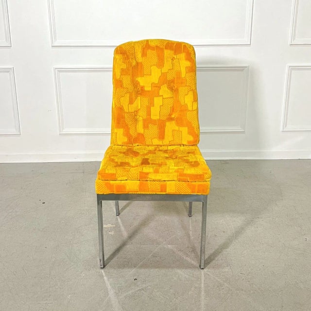 1970s 1970's Milo Baughman Chrome Jack Lenor Larsen Dining Chairs - Set of 6 For Sale - Image 5 of 12