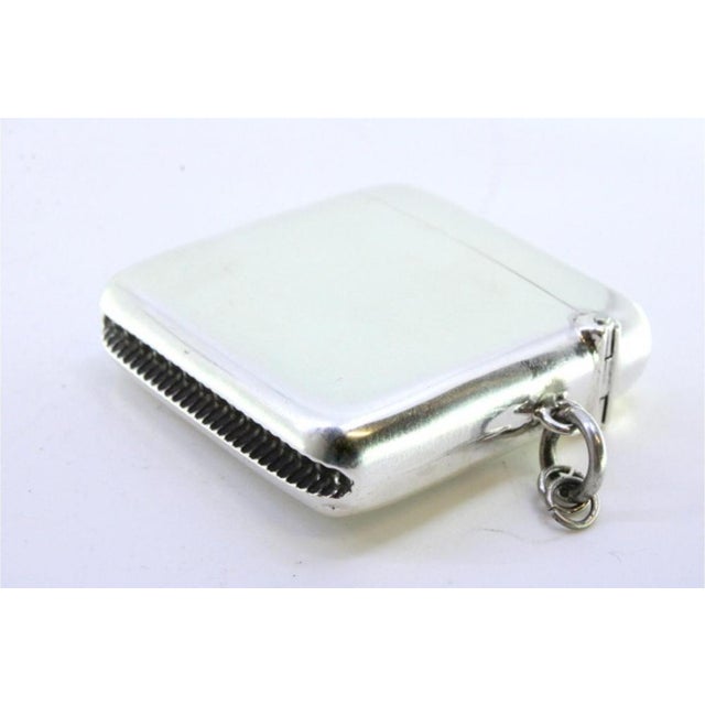 Plain Silver Matchbox with Hinged Lid and Hanging Ring For Sale - Image 5 of 8