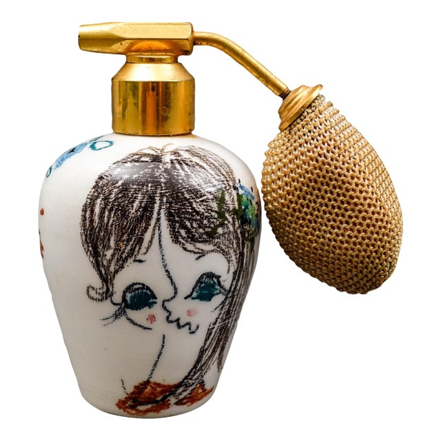 Milvia Quadrifoglio Italy Vintage Painted Pottery Perfume Atomizer Bottle For Sale