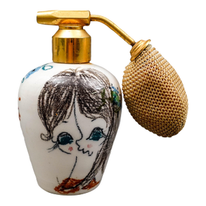 Milvia Quadrifoglio Italy Vintage Painted Pottery Perfume Atomizer Bottle