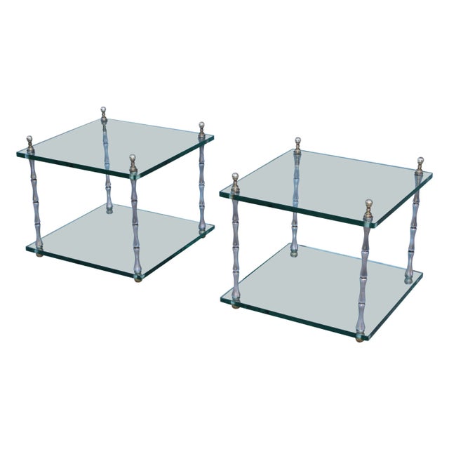 Faux Bamboo Two-Tier End tables by Baker - A Pair For Sale - Image 13 of 13