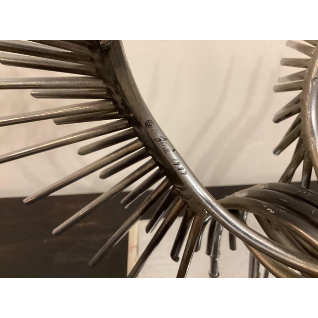 Mid-Century Modern Curtis Jere, 1977, "Birds in Flight" on Alabaster Base For Sale - Image 3 of 3