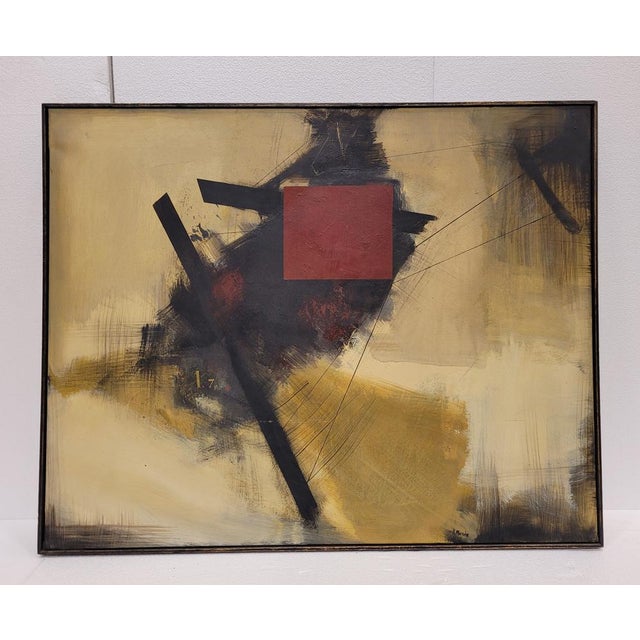 Mixed technique "composition" andrés mende, abstract informalism - contemporary art exceptional work carried out by the...